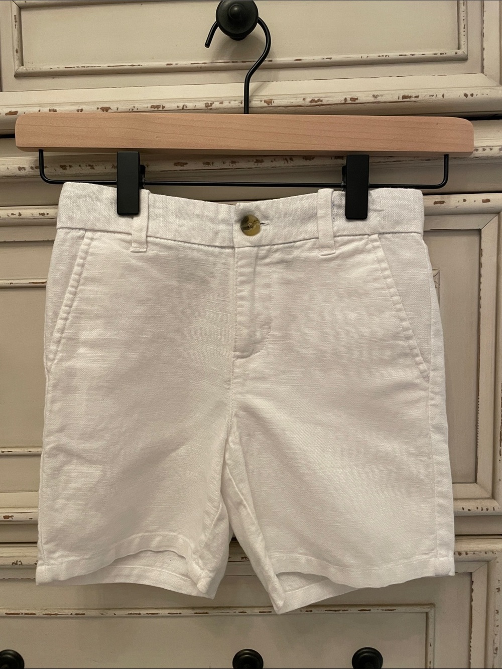 Janie and Jack White Flat-Front Linen Cotton Shorts